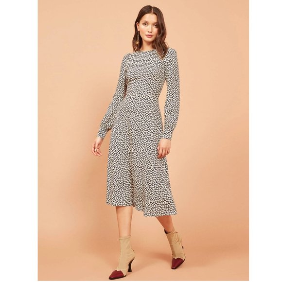 Reformation Josephine Midi Dress / Size 4 / Quito Long Sleeve Floral - Picture 2 of 9